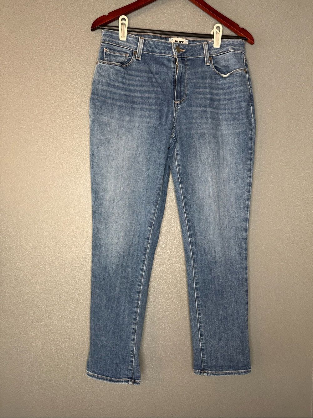 PAIGE Brigitte Jeans Womens 29 Blue Stretch Straight Crop Denim